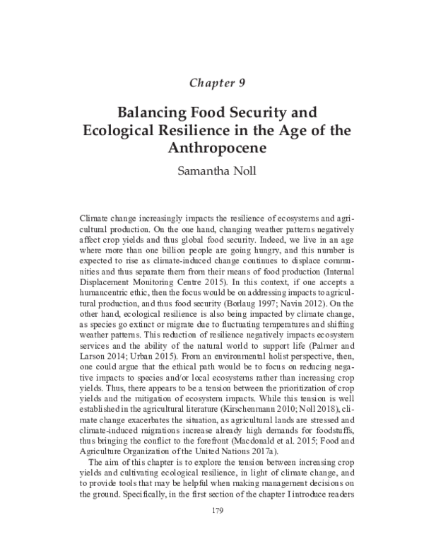 (PDF) Balancing Food Security and Ecological Resilience in the Age of ...
