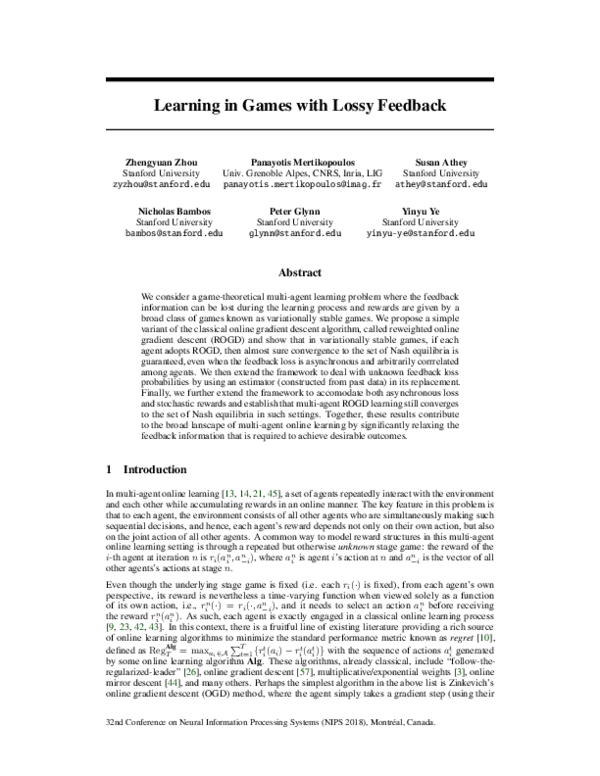 (PDF) Multi-agent Online Learning with Asynchronous Feedback Loss
