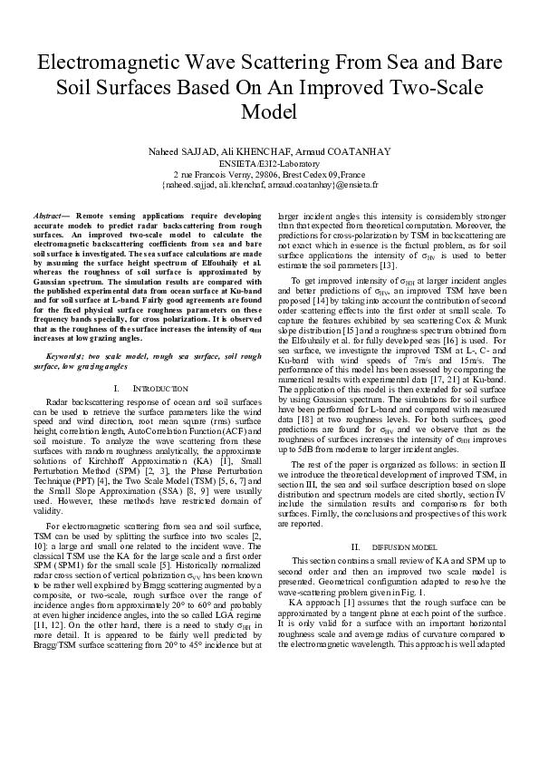 (PDF) Electromagnetic wave scattering from sea and bare soil surfaces ...