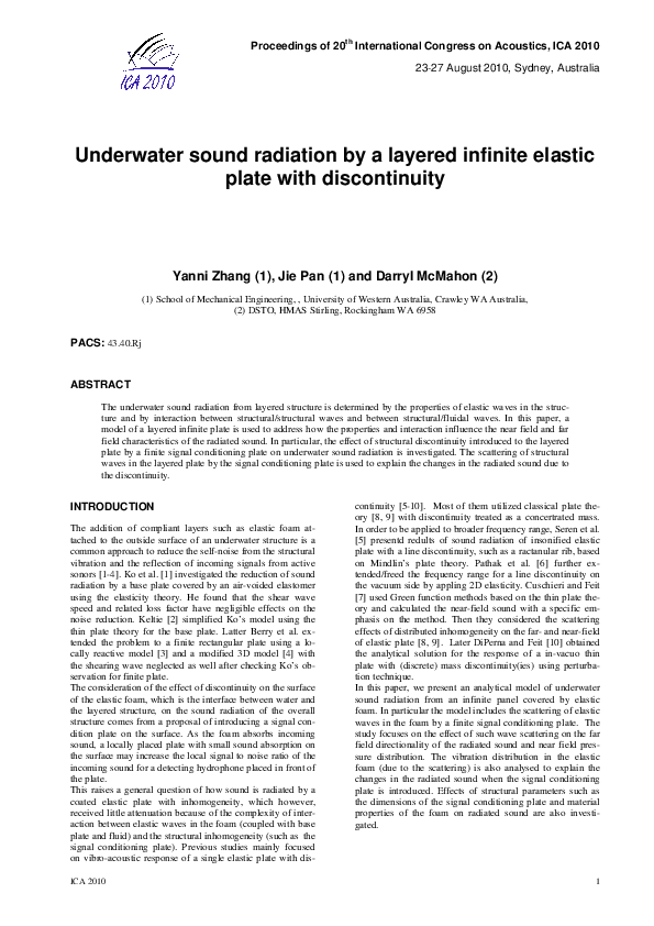 (PDF) Underwater sound radiation by a layered infinite elastic plate ...
