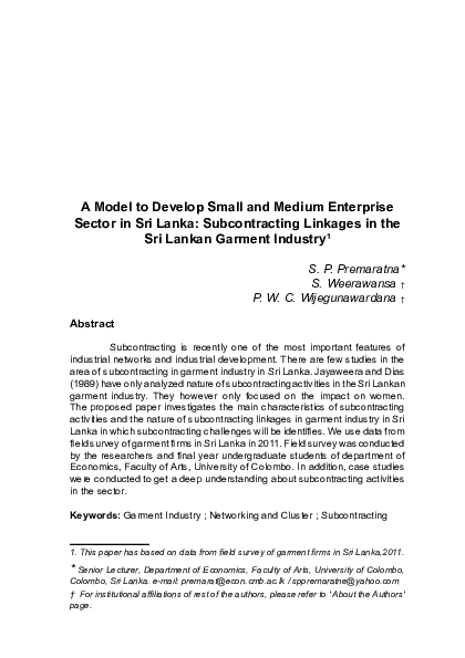 (PDF) A model to develop small and medium enterprise sector in Sri ...