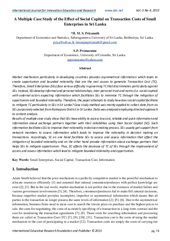 (PDF) Multiple Case Study of the Effect of Social Capital on ...