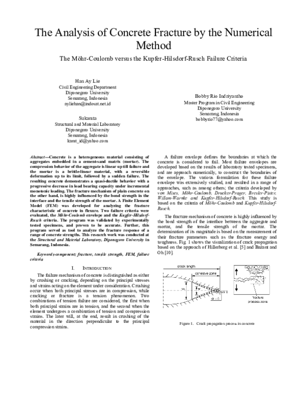 (PDF) The Analysis of Concrete Fracture by the Numerical Method