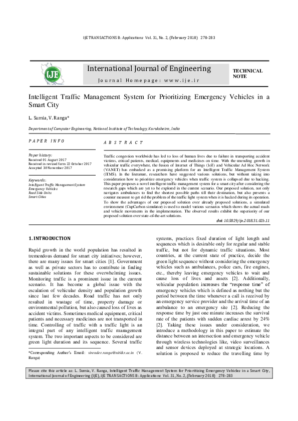 (PDF) Intelligent Traffic Management System for Prioritizing Emergency ...