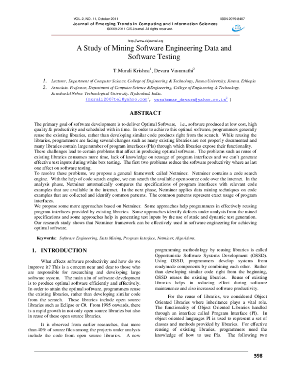 (PDF) A Study of Mining Software Engineering Data and Software Testing