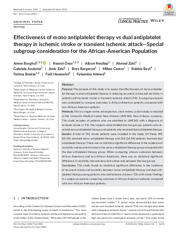 (PDF) Effectiveness of Mono antiplatelet therapy versus Dual ...