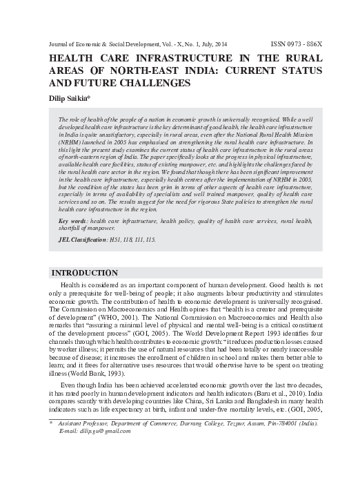 (PDF) Health Care Infrastructure in the Rural Areas of North-East India ...