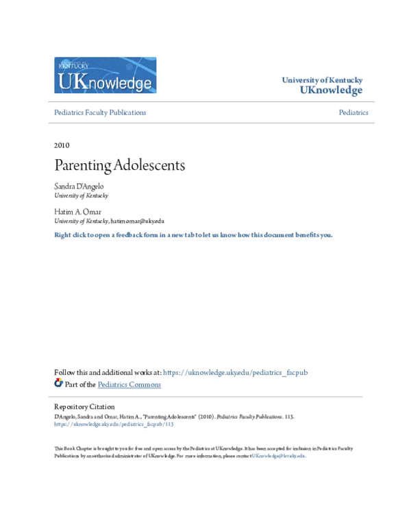 (PDF) Parenting adolescents