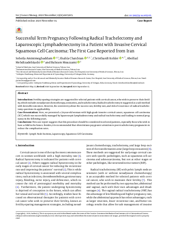(PDF) Successful Term Pregnancy Following Radical Trachelectomy and ...