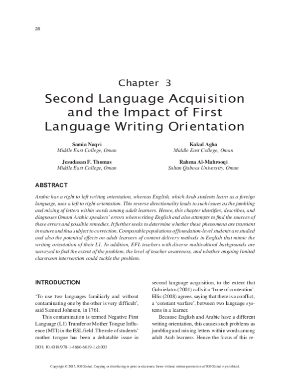 (PDF) Second Language Acquisition and the Impact of First Language ...