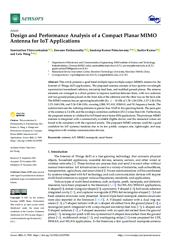 (PDF) Design and Performance Analysis of a Compact Planar MIMO Antenna ...