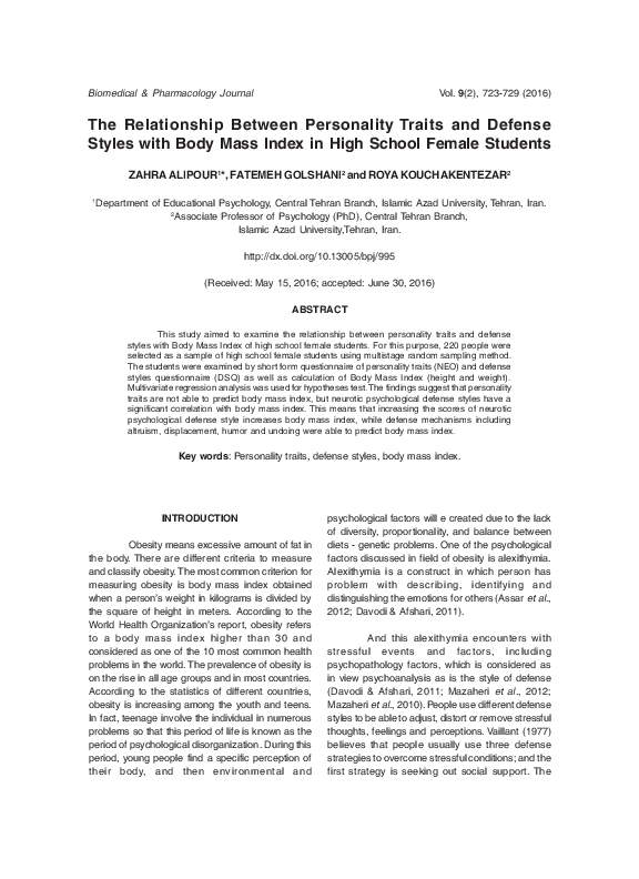 (PDF) The Relationship Between Personality Traits and Defense Styles ...