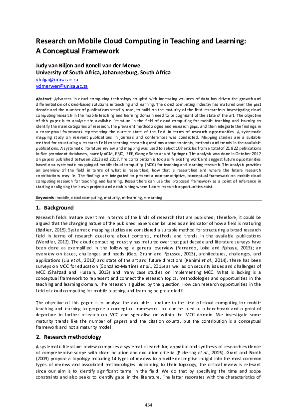 (PDF) Research on Mobile Cloud Computing in Teaching and Learning : A ...