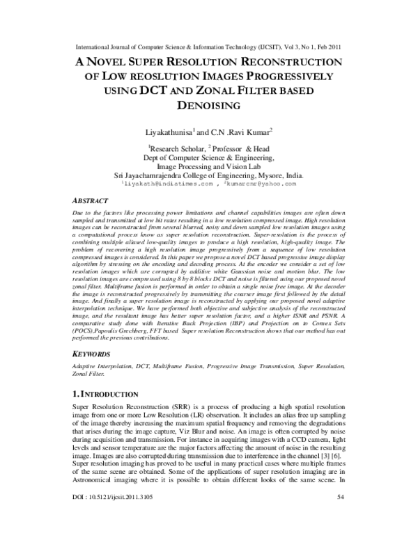 (PDF) A Novel Super Resolution Reconstruction of Low Reoslution Images ...