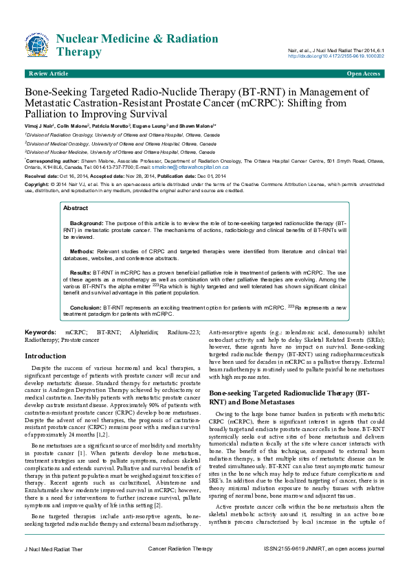 (PDF) Bone-Seeking Targeted Radio-Nuclide Therapy BT-RNT) in Management ...