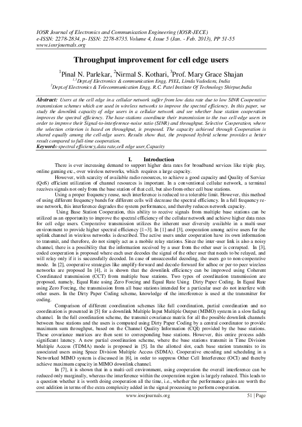 (PDF) Throughput improvement for cell edge users 1