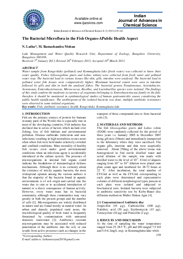 (PDF) The Bacterial Microflora in the fish organs- A public health aspect
