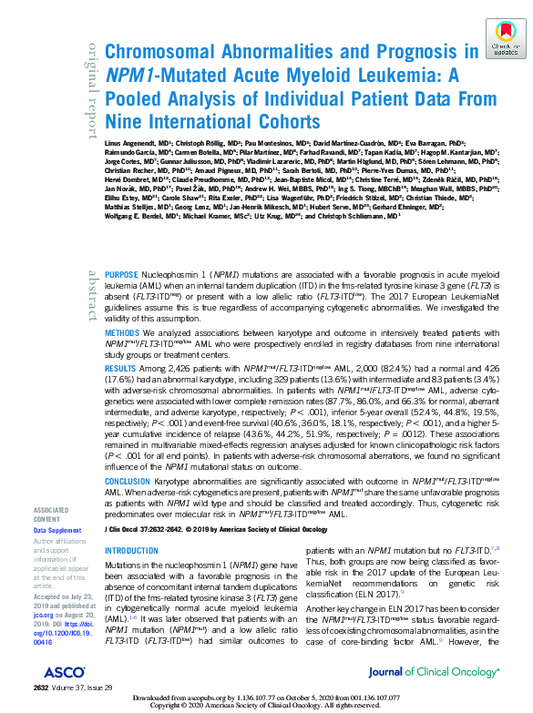 (PDF) Chromosomal Abnormalities and Prognosis in NPM1-Mutated Acute ...