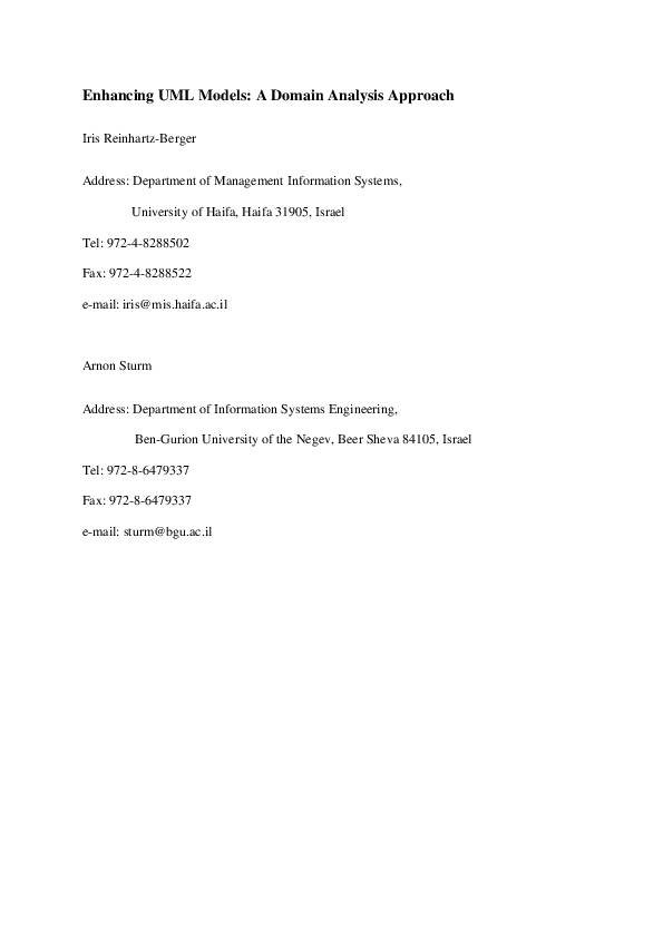 (PDF) Enhancing UML Models: A Domain Analysis Approach