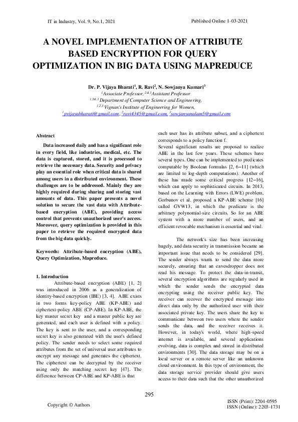 (PDF) A Novel Implementation of Attribute Based Encryption for Query ...