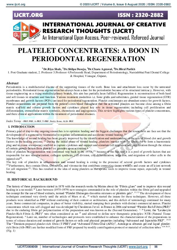 (PDF) Platelet Concentrates: A Boon in Periodontal Regeneration