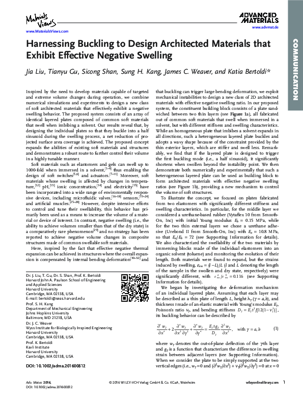 (PDF) Harnessing Buckling to Design Architected Materials that Exhibit ...