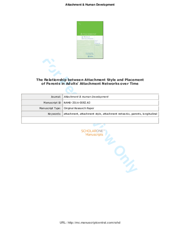 (PDF) The relationship between attachment style and placement of ...