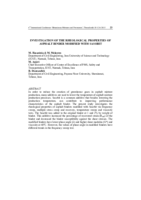 (PDF) Investigation of the rheological properties of asphalt binder ...