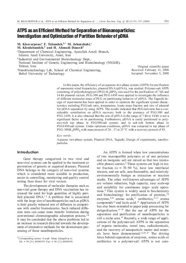 (PDF) ATPS as an Efficient Method for Separation of Bionanoparticles ...