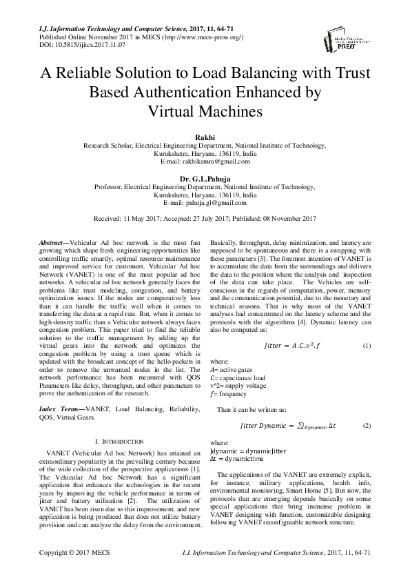 (PDF) A Reliable Solution to Load Balancing with Trust Based ...