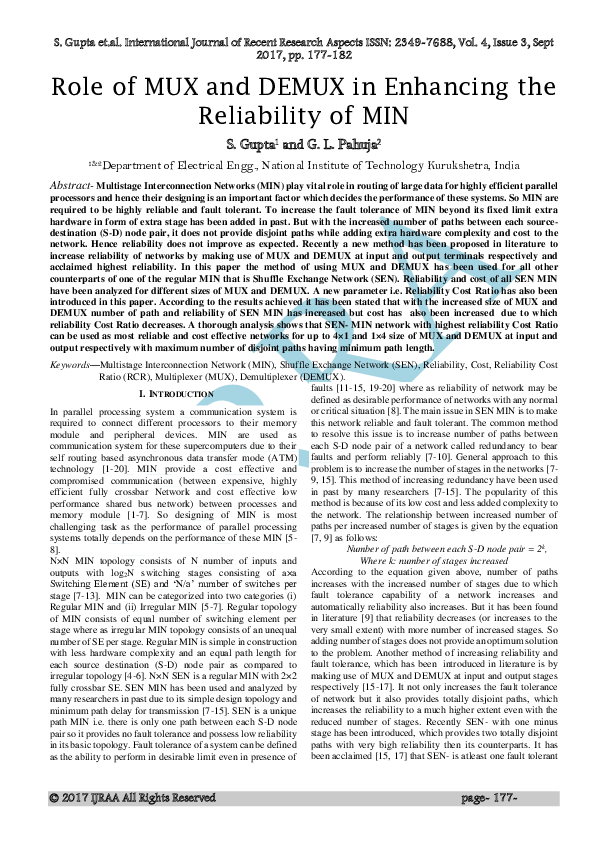 (PDF) Role of MUX and DEMUX in Enhancing the Reliability of