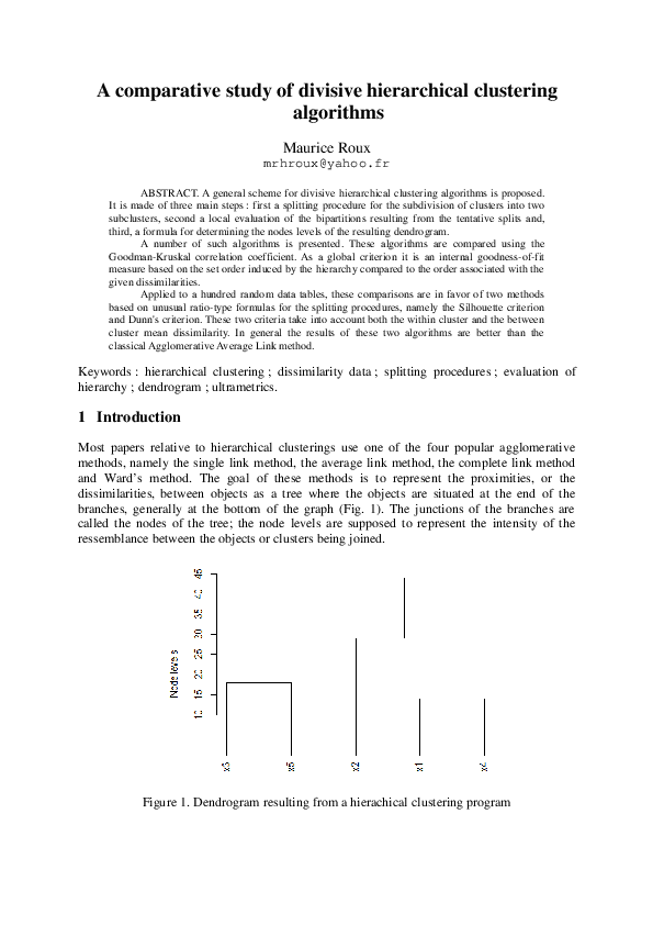 (PDF) A comparative study of divisive hierarchical clustering algorithms