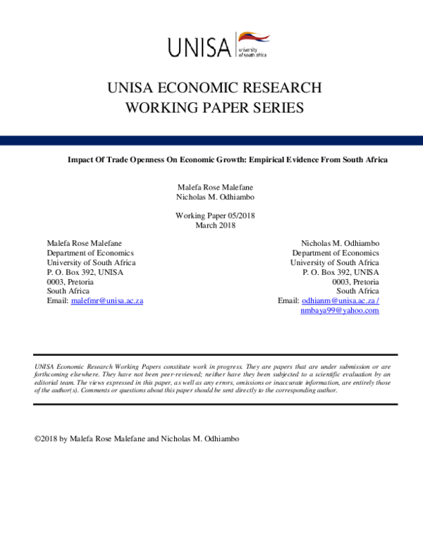 (PDF) Impact of trade openness on economic growth: Empirical evidence ...