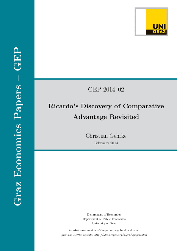 GEP 2014–02 Ricardo’s Discovery of Comparative Advantage Revisited