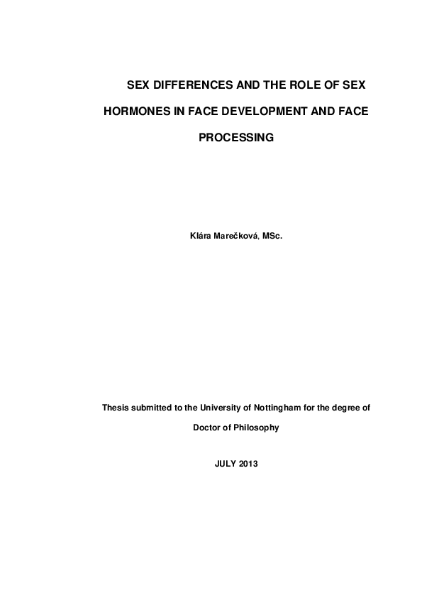 (PDF) Sex differences and the role of sex hormones in face development ...