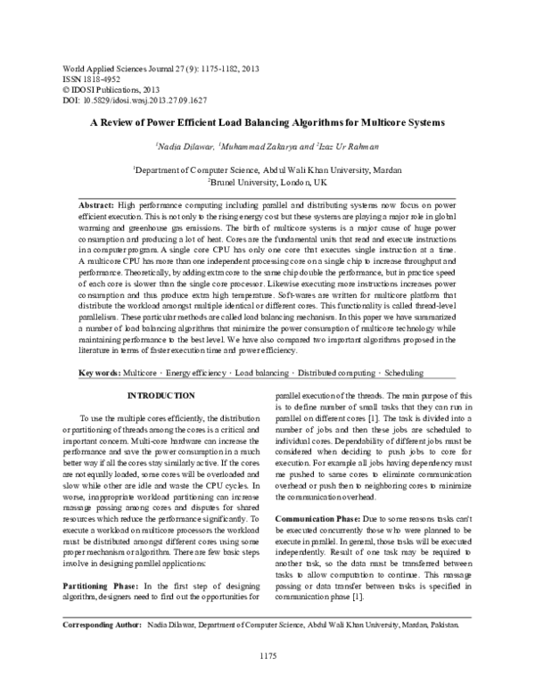 (PDF) A Review of Power Efficient Load Balancing Algorithms for ...