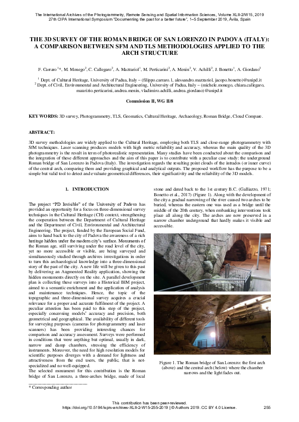 (PDF) The 3D Survey of the Roman Bridge of San Lorenzo in Padova (Italy ...