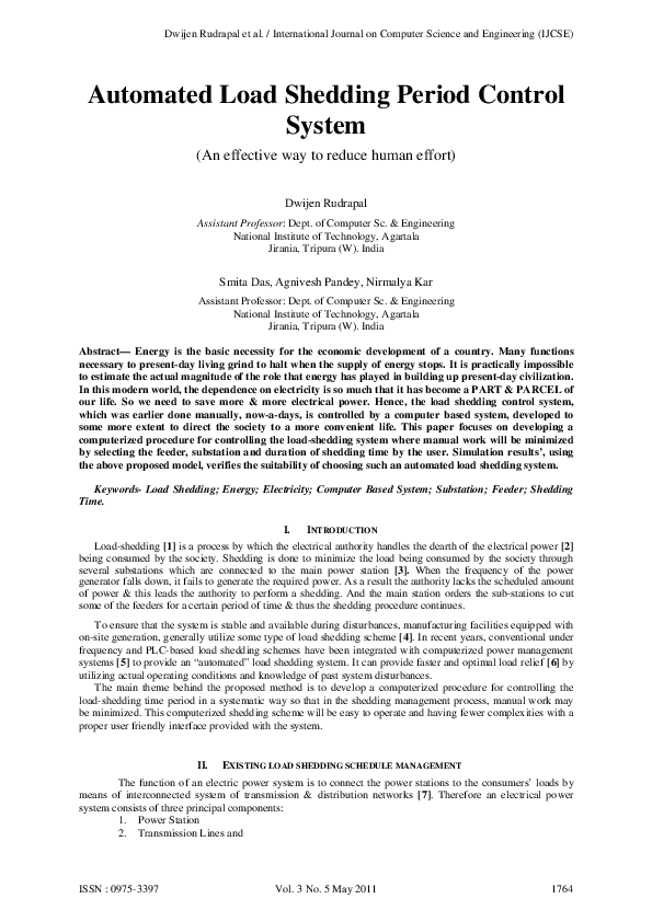 (PDF) Automated Load Shedding Period Control System