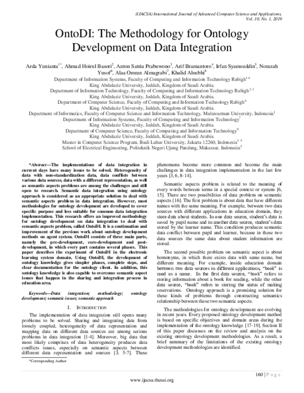 (PDF) OntoDI: The Methodology for Ontology Development on Data Integration