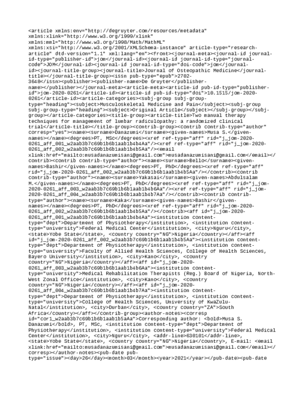 Two manual therapy techniques for management of lumbar radiculopathy a