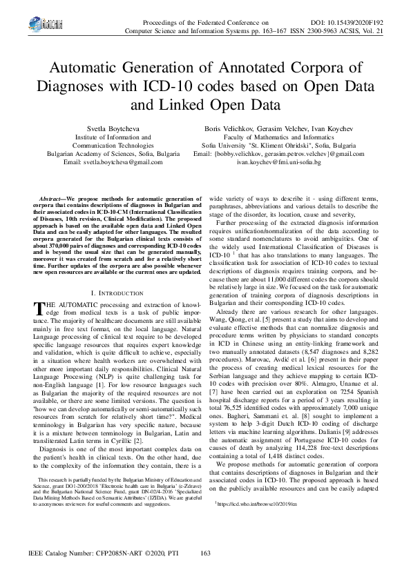 (PDF) Automatic Generation of Annotated Corpora of Diagnoses with ICD ...