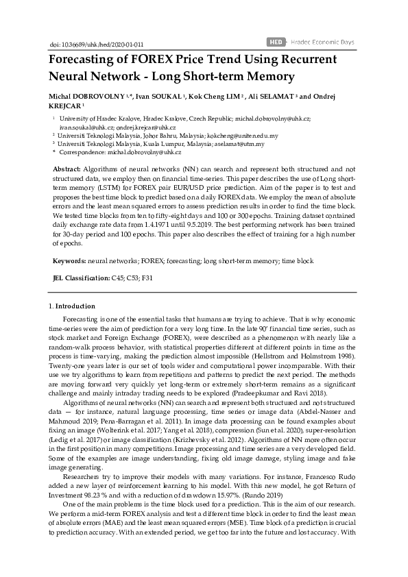 (PDF) Forecasting of FOREX Price Trend using Recurrent Neural Network ...