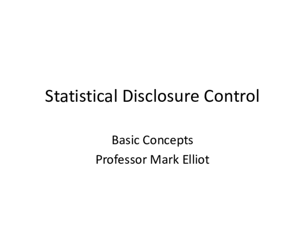 (PDF) Statistical Disclosure Control