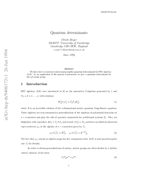  pdf quantum determinants