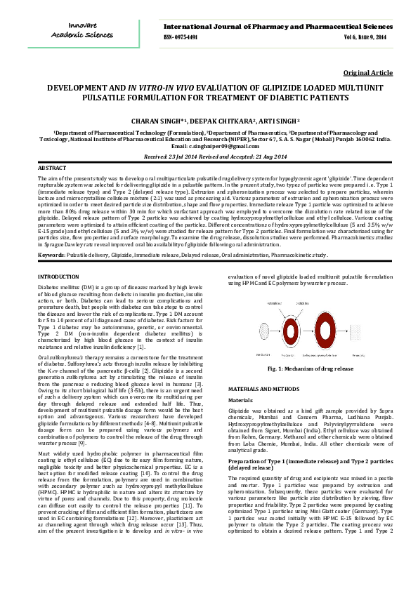 (PDF) Development and in vitro-in vivo evaluation of glipizide loaded ...