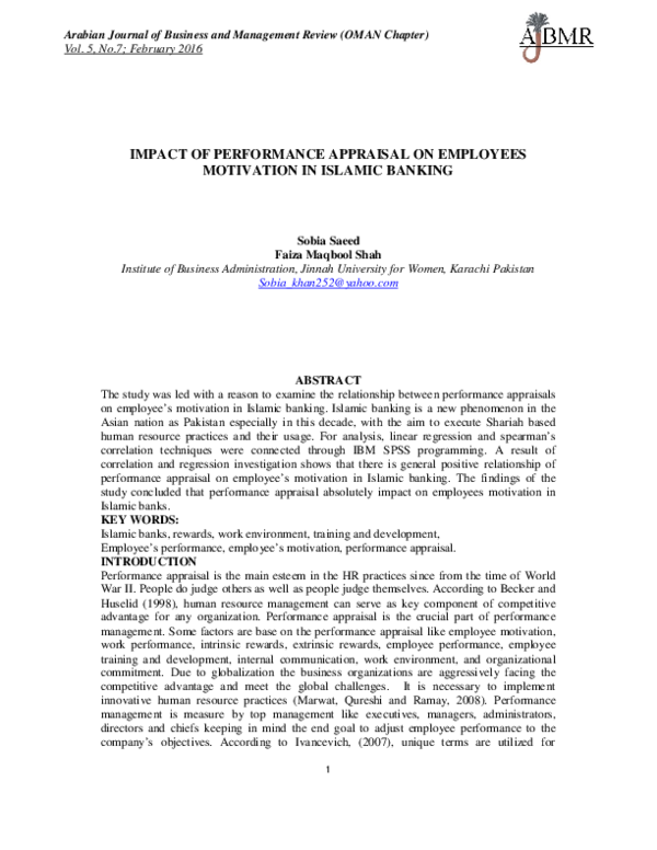 (PDF) Impact of Performance Appraisal on Employees Motivation