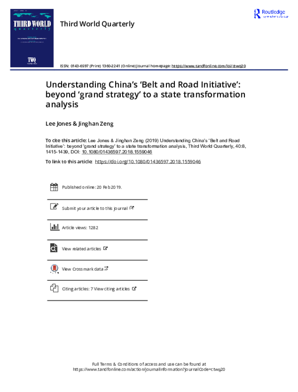 PDF) Understanding China's 'Belt and Road Initiative': beyond