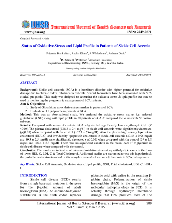 glutathione and anemia PDF) Status of Oxidative Stress Lipid Profile in Patients of Sickle Cell Bottle Amount:3 Bottles Phentermine Side Effects, Results price_discount_allowed_T