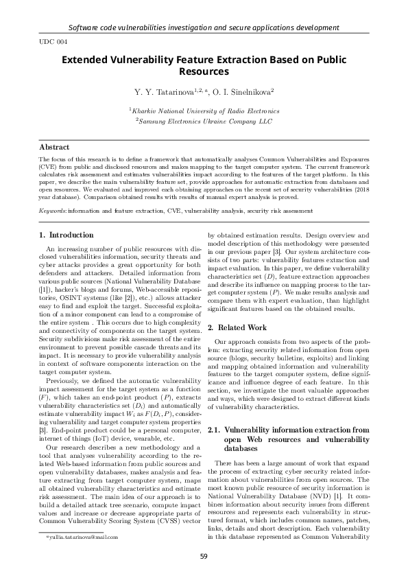 (PDF) Extended Vulnerability Feature Extraction Based on Public Resources