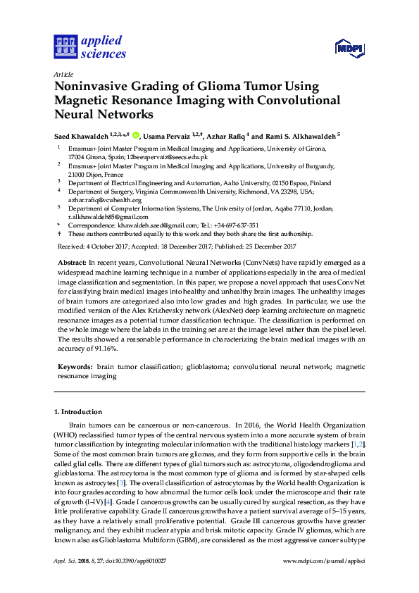(PDF) Noninvasive Grading of Glioma Tumor Using Magnetic Resonance ...